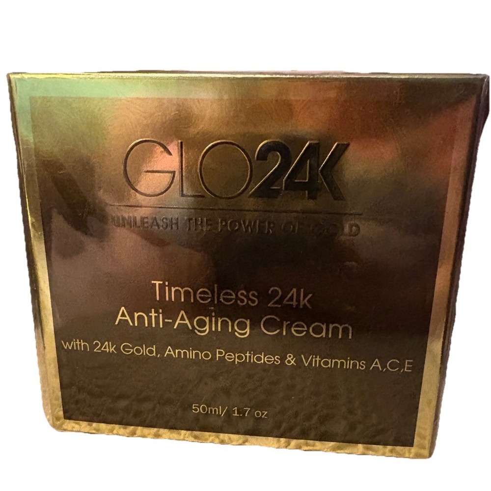 GLO24K Timeless 24K Anti-Aging Cream 1.7 Oz Amino Peptides Vitamin A C E Sealed